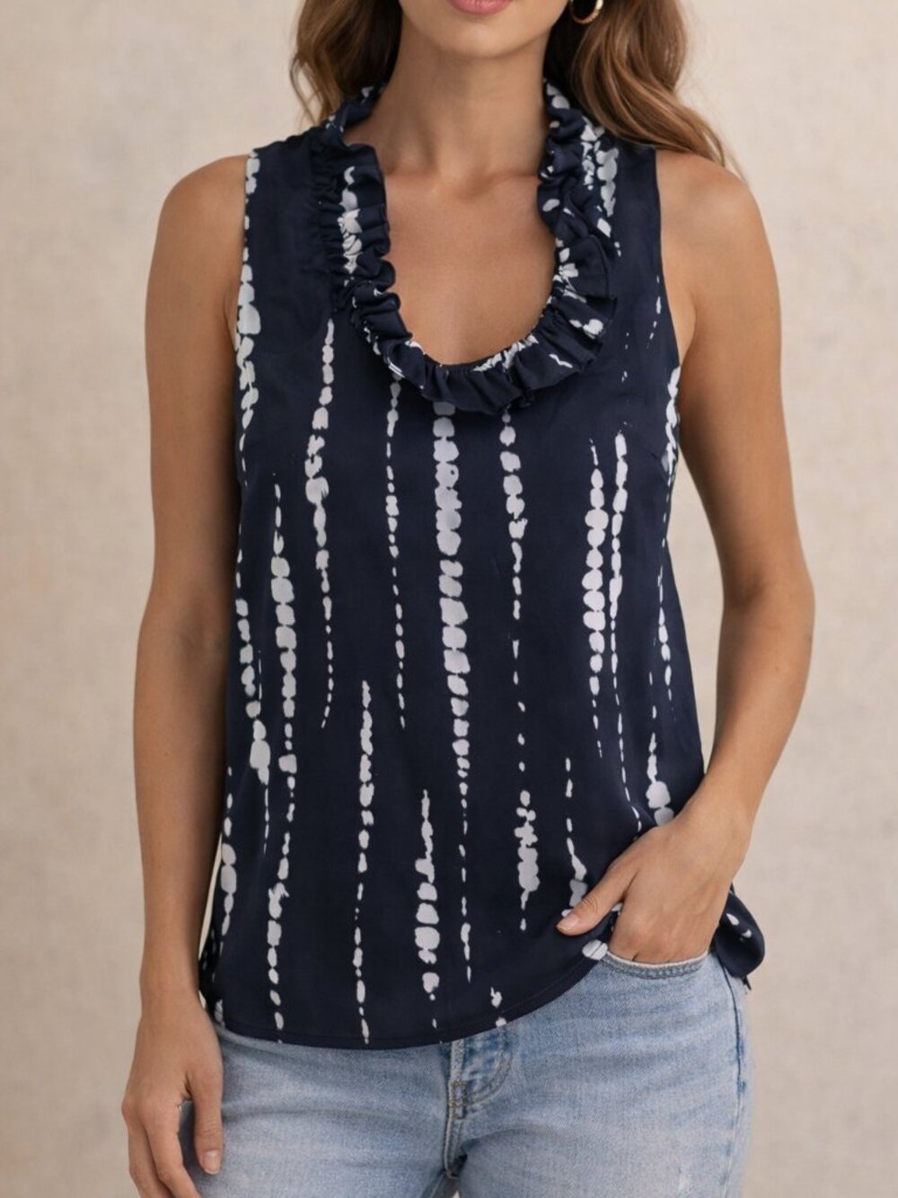**Ann Taylor Black and White Striped Tank Top